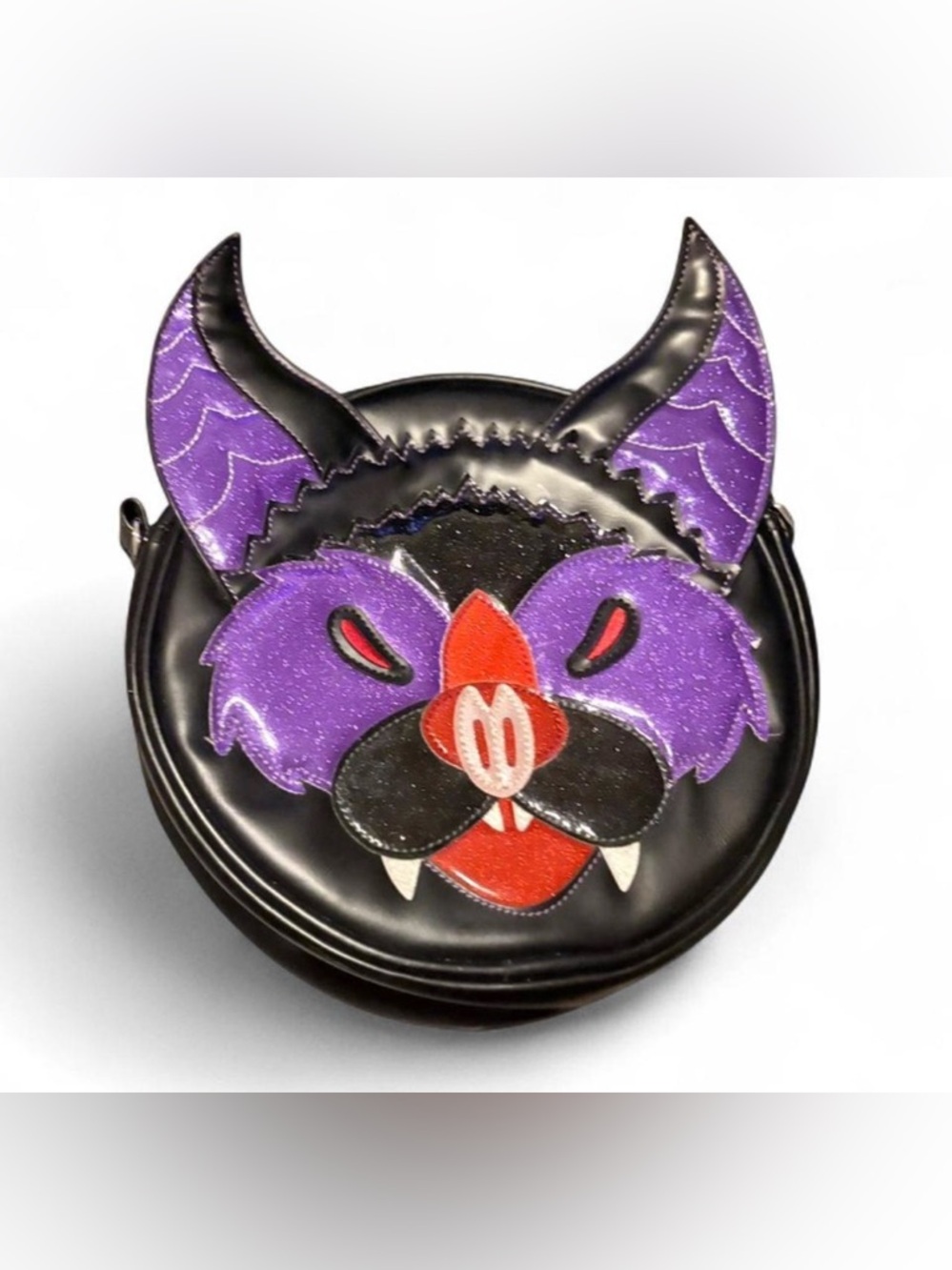 Bat Face Crossbody Bag with Black Trim
